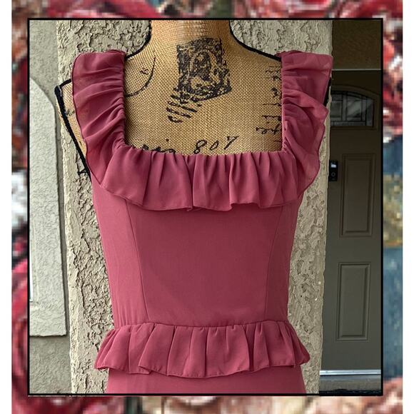 Lulus Compelling Romantic Rusty Rose Ruffled Tiered Maxi Dress Size S - Picture 3 of 11